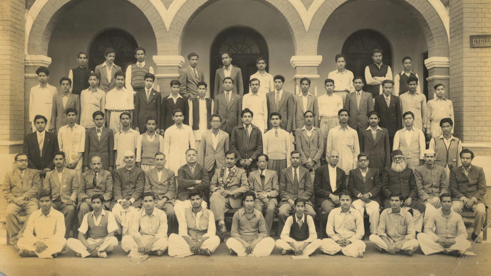 Students Batch picture of Sarwar Hussain, C.A.V. Inter College, Allahabad (now Prayagraj), Uttar Pradesh. (Third row from bottom, seventh from left)